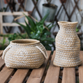 Ceramic Flower Pot with Rope Handles in Jute Bag Design-Home Decor > Decorative Accessories-casanuva-casanuva