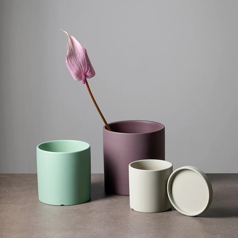 Ceramic Flowerpot with Saucer Elegant Design-Home Decor > Decorative Accessories-casanuva-casanuva