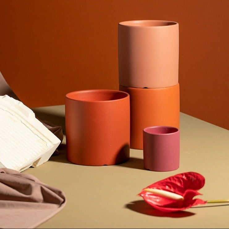 Ceramic Flowerpot with Saucer Elegant Design-Home Decor > Decorative Accessories-casanuva-casanuva