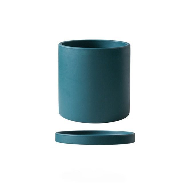 Ceramic Flowerpot with Saucer Elegant Design-Home Decor > Decorative Accessories-casanuva-Blue Green-S-casanuva