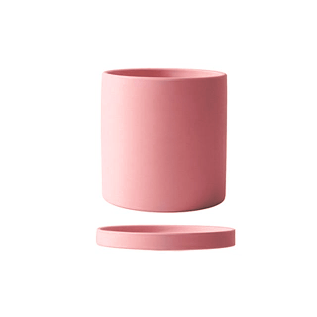 Ceramic Flowerpot with Saucer Elegant Design-Home Decor > Decorative Accessories-casanuva-Light Pink-S-casanuva