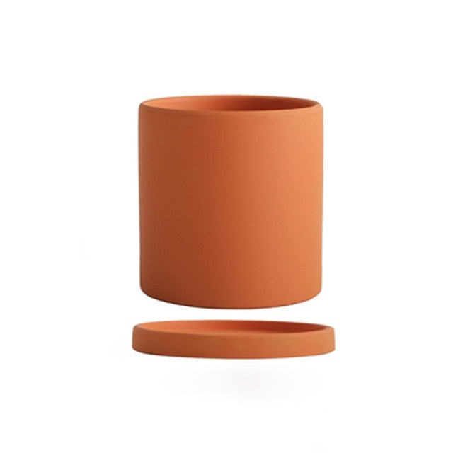 Ceramic Flowerpot with Saucer Elegant Design-Home Decor > Decorative Accessories-casanuva-Orange-S-casanuva