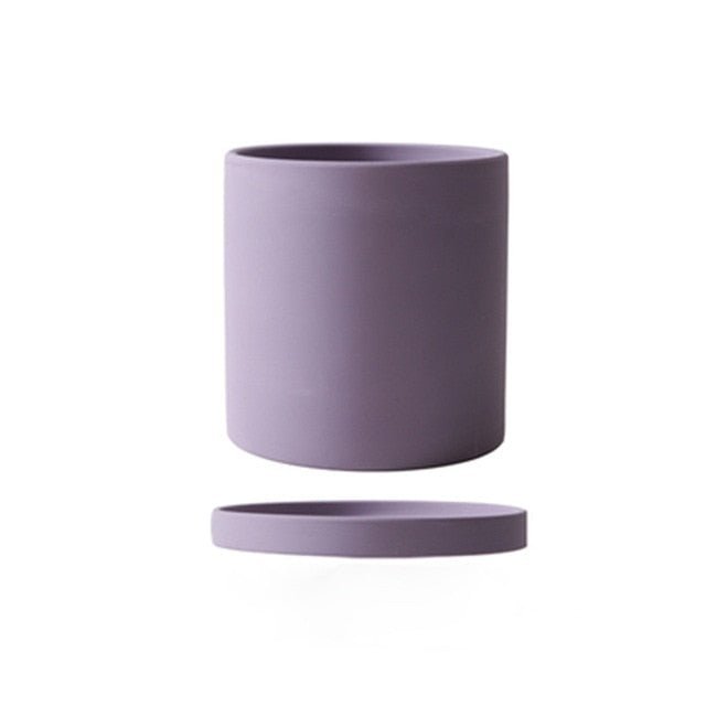 Ceramic Flowerpot with Saucer Elegant Design-Home Decor > Decorative Accessories-casanuva-Purple-S-casanuva