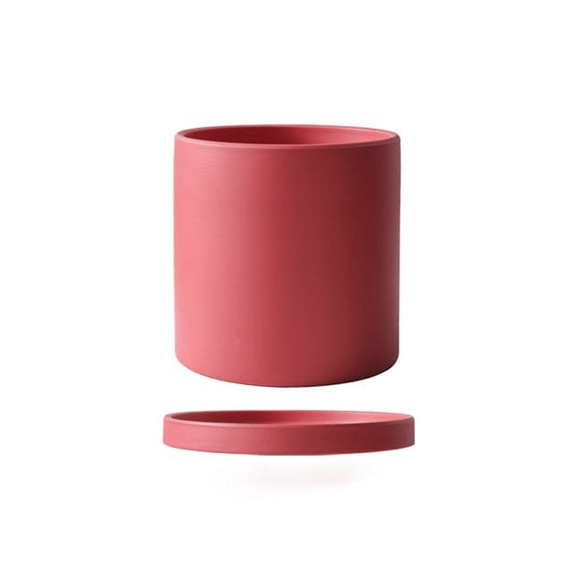 Ceramic Flowerpot with Saucer Elegant Design-Home Decor > Decorative Accessories-casanuva-Red-S-casanuva