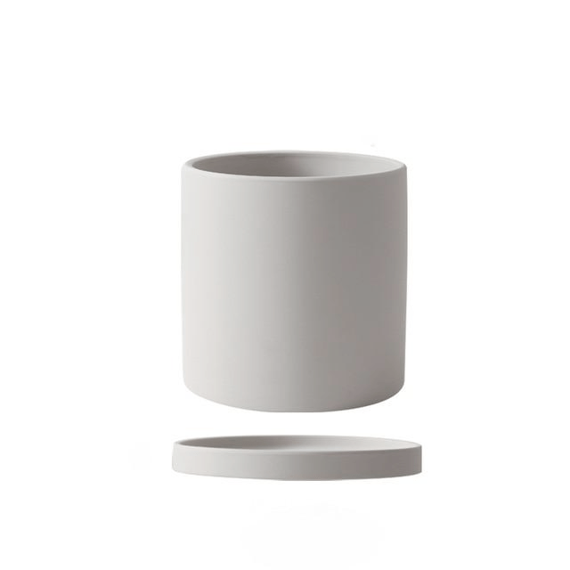 Ceramic Flowerpot with Saucer Elegant Design-Home Decor > Decorative Accessories-casanuva-Stone-S-casanuva