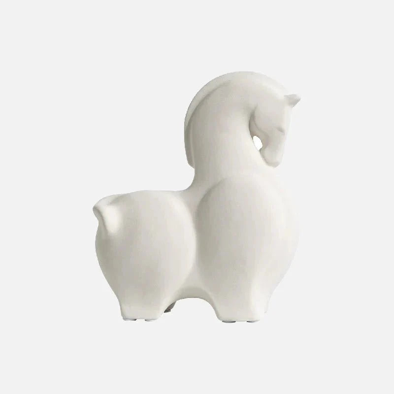 Ceramic Safari Animal Sculpture-Home Decor > Sculptures & Figurines-casanuva-White-Down-casanuva