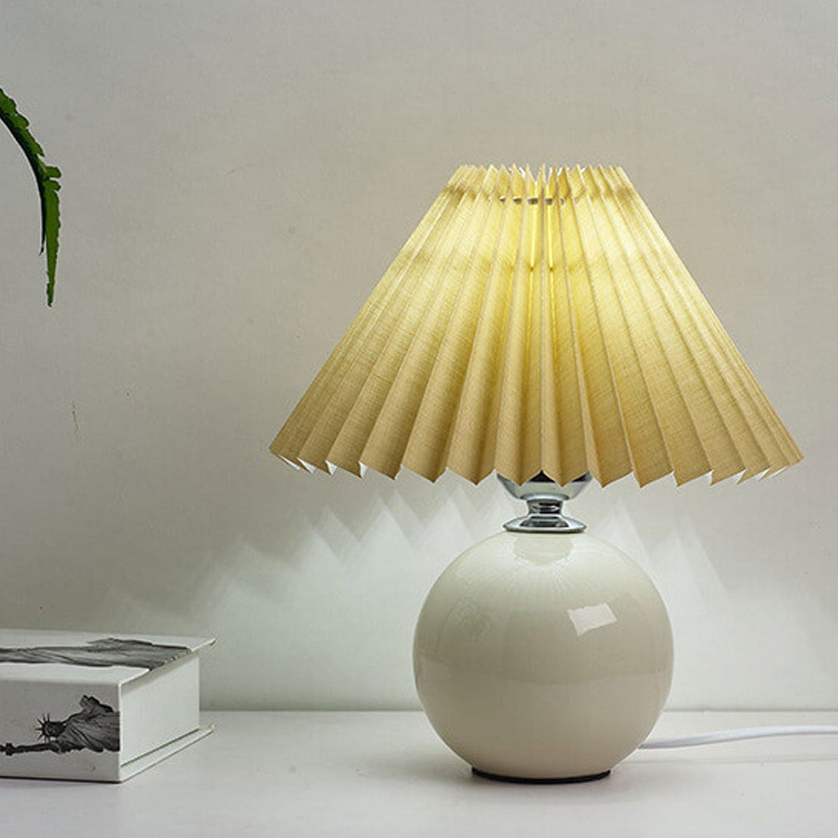 Ceramic Table Lamp with Fabric Shade in Multiple Colors-Lighting > Table Lamps-casanuva-casanuva