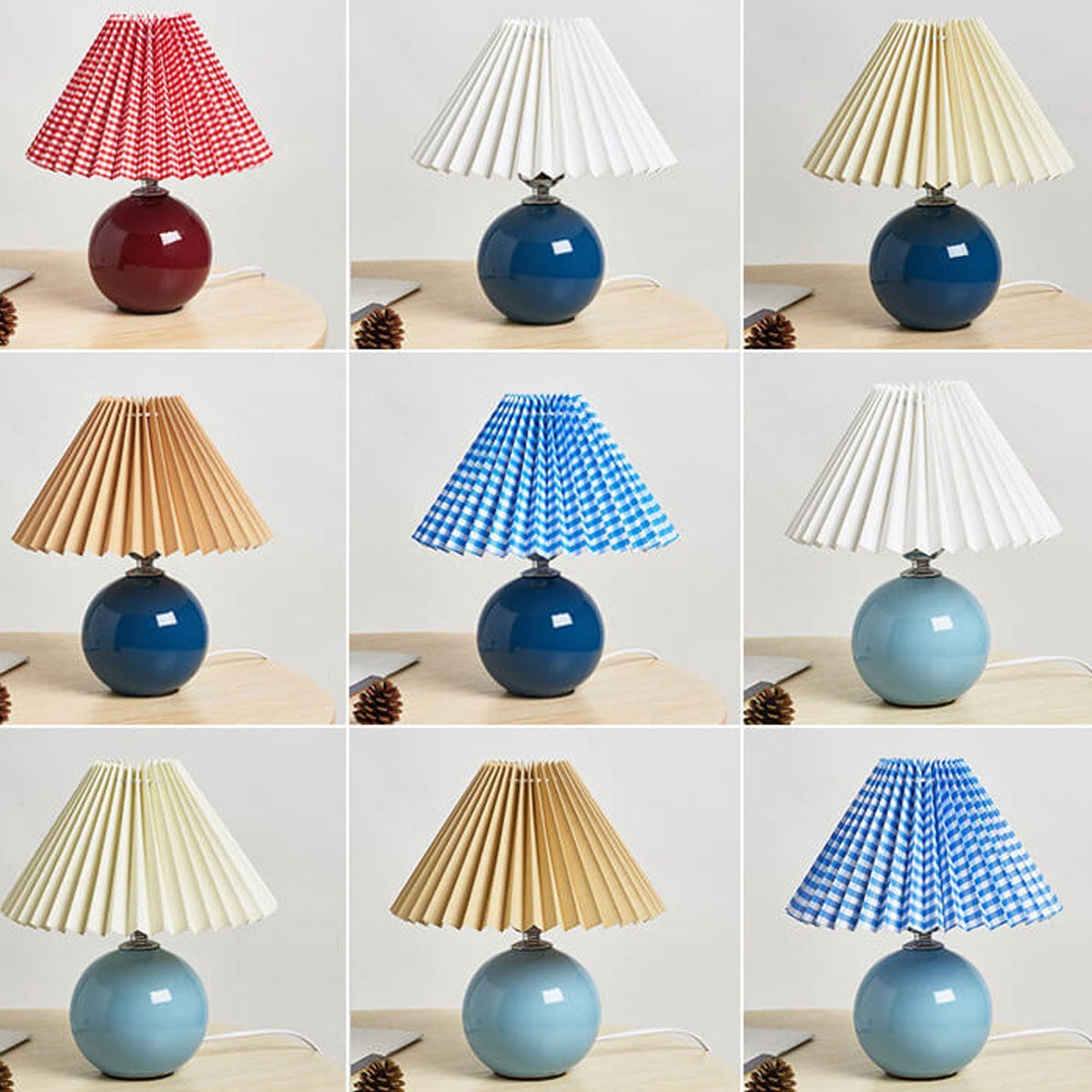 Ceramic Table Lamp with Fabric Shade in Multiple Colors-Lighting > Table Lamps-casanuva-casanuva