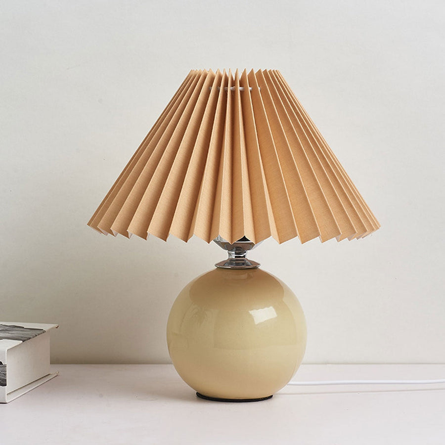 Ceramic Table Lamp with Fabric Shade in Multiple Colors-Lighting > Table Lamps-casanuva-Beige-Brown-Knop-casanuva