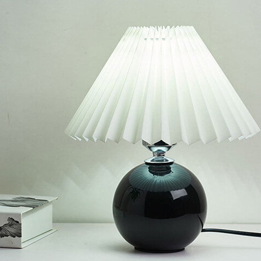 Ceramic Table Lamp with Fabric Shade in Multiple Colors-Lighting > Table Lamps-casanuva-Black-White-Knop-casanuva