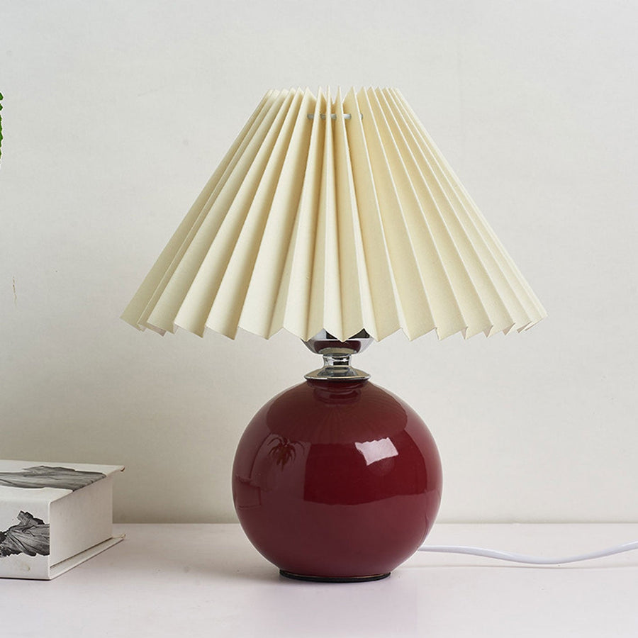 Ceramic Table Lamp with Fabric Shade in Multiple Colors-Lighting > Table Lamps-casanuva-Bordeaux-Beige-Knop-casanuva