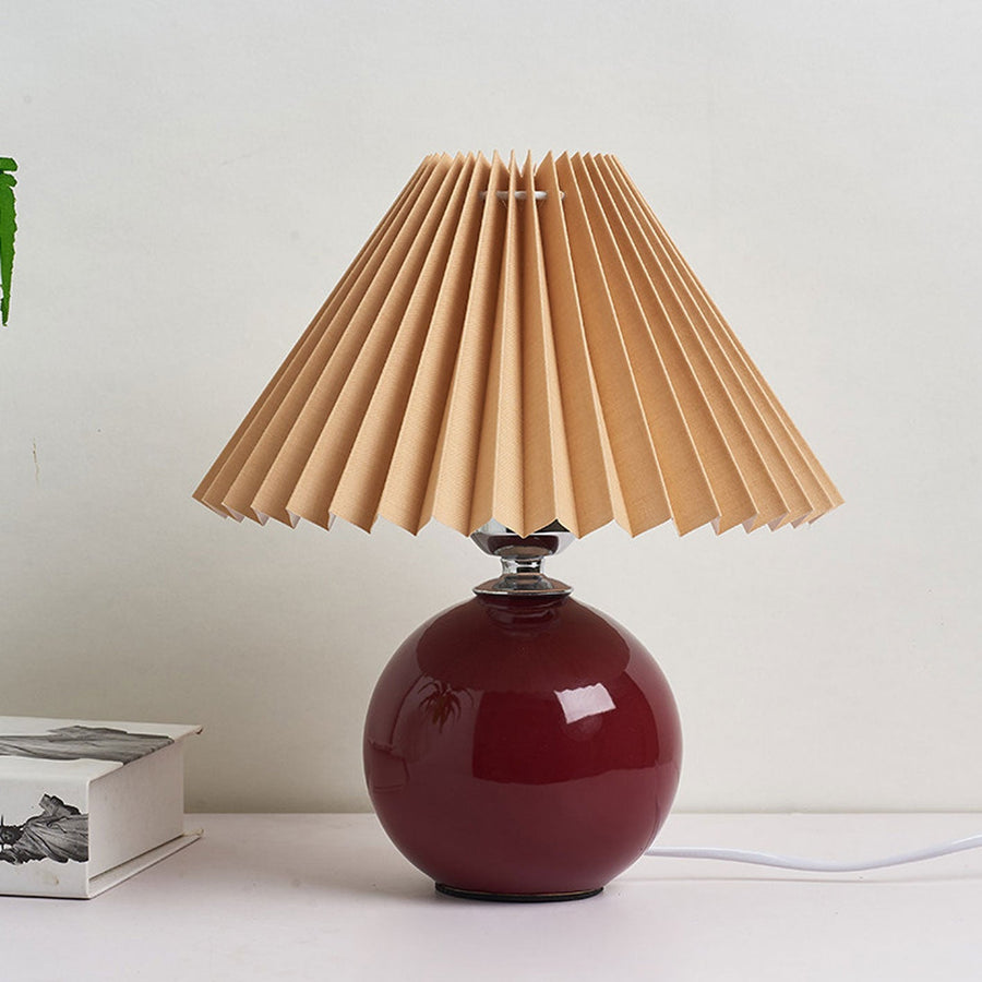 Ceramic Table Lamp with Fabric Shade in Multiple Colors-Lighting > Table Lamps-casanuva-Bordeaux-Brown-Knop-casanuva