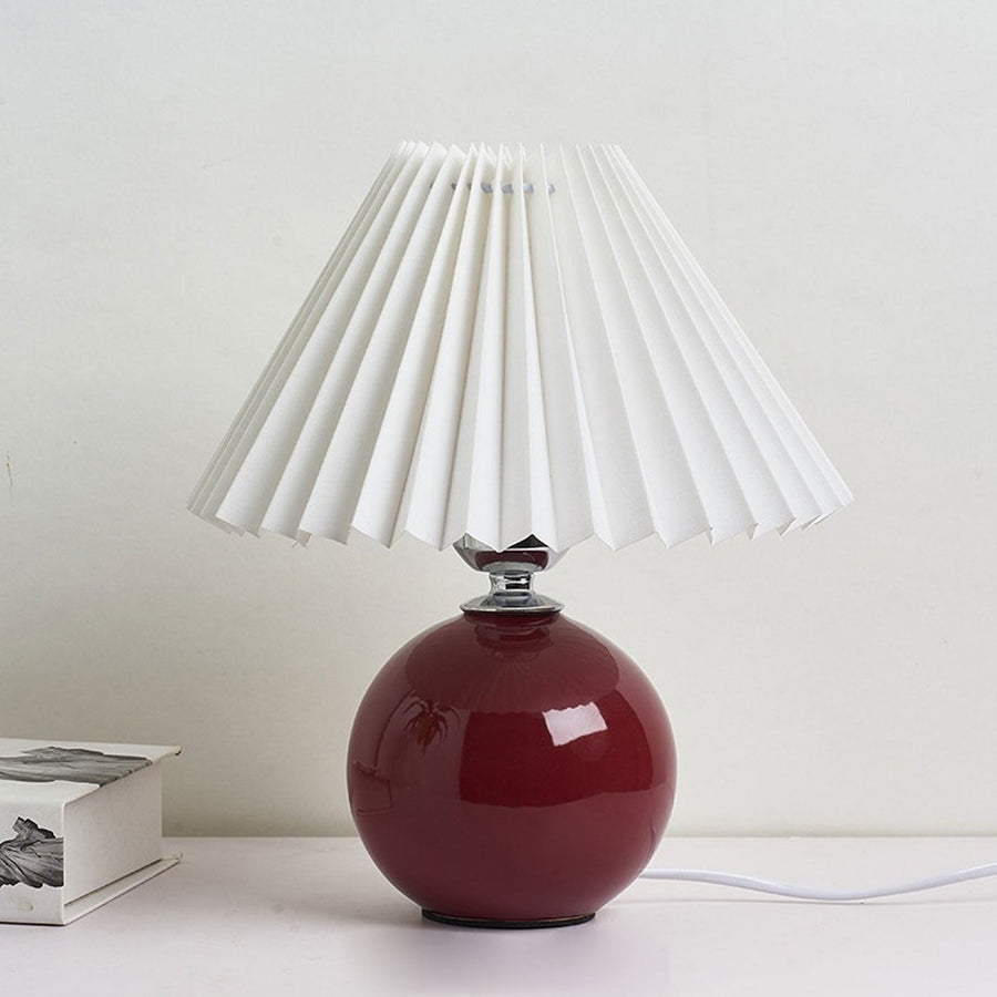 Ceramic Table Lamp with Fabric Shade in Multiple Colors-Lighting > Table Lamps-casanuva-Bordeaux-White-Knop-casanuva
