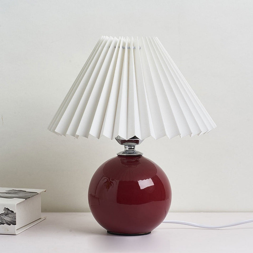 Ceramic Table Lamp with Fabric Shade in Multiple Colors-Lighting > Table Lamps-casanuva-Bordeaux-White-Knop-casanuva