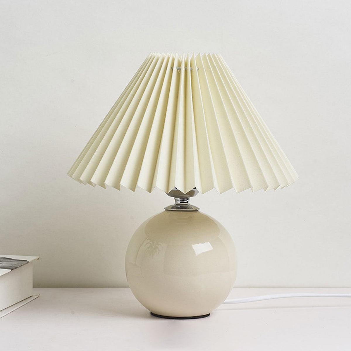 Ceramic Table Lamp with Fabric Shade in Multiple Colors-Lighting > Table Lamps-casanuva-Khaki-Beige-Knop-casanuva