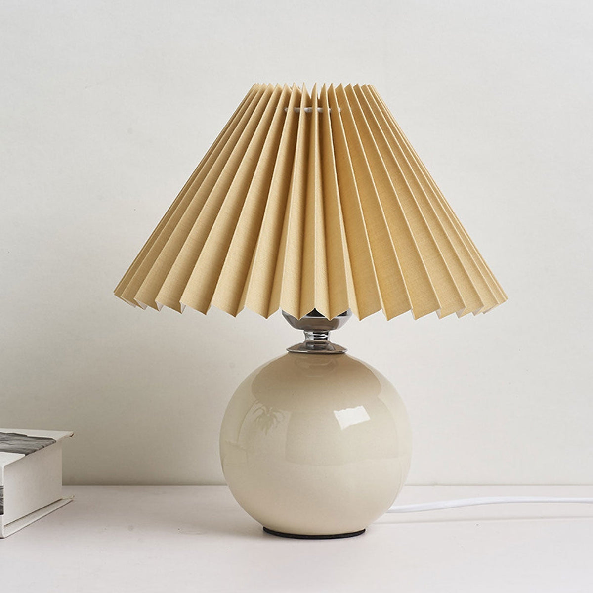 Ceramic Table Lamp with Fabric Shade in Multiple Colors-Lighting > Table Lamps-casanuva-Khaki-Brown-Knop-casanuva