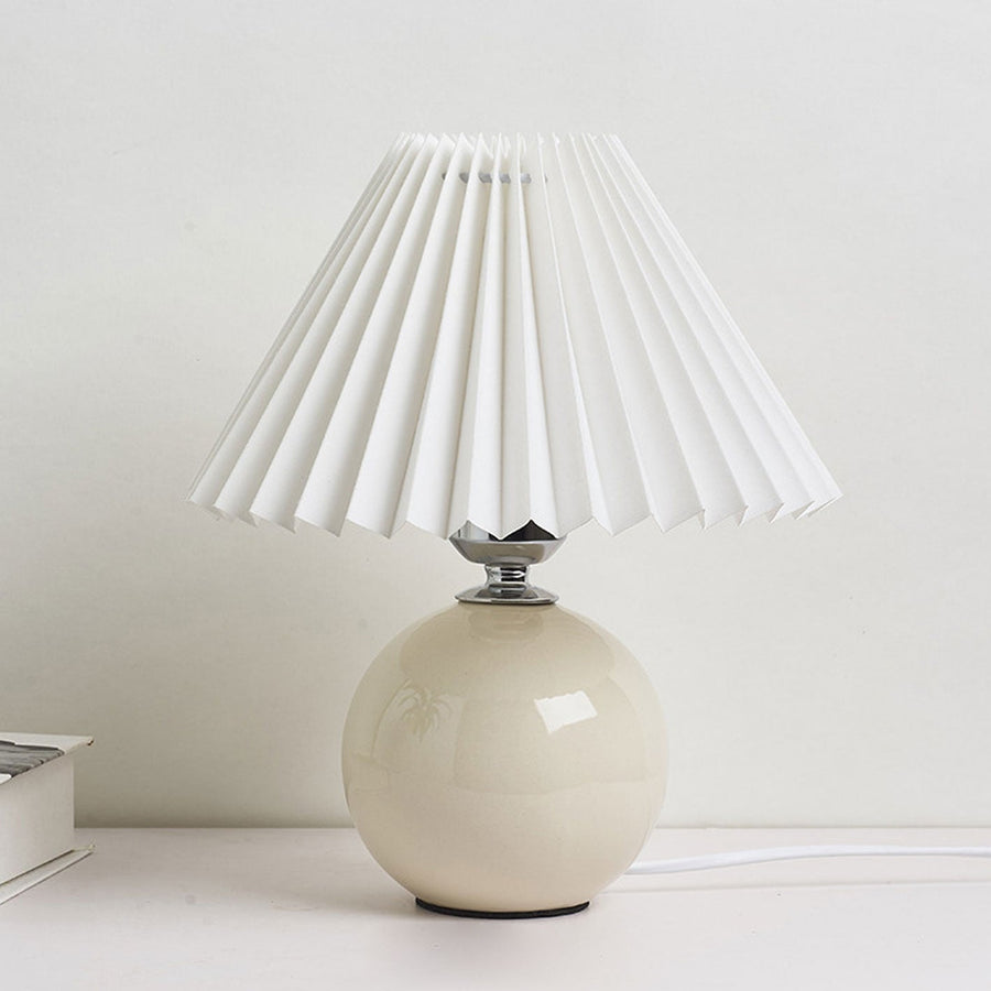 Ceramic Table Lamp with Fabric Shade in Multiple Colors-Lighting > Table Lamps-casanuva-Khaki-White-Knop-casanuva