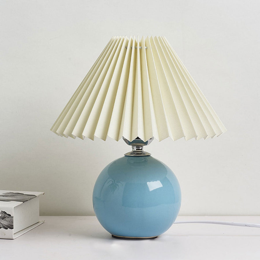 Ceramic Table Lamp with Fabric Shade in Multiple Colors-Lighting > Table Lamps-casanuva-Light Blue-Beige-Knop-casanuva