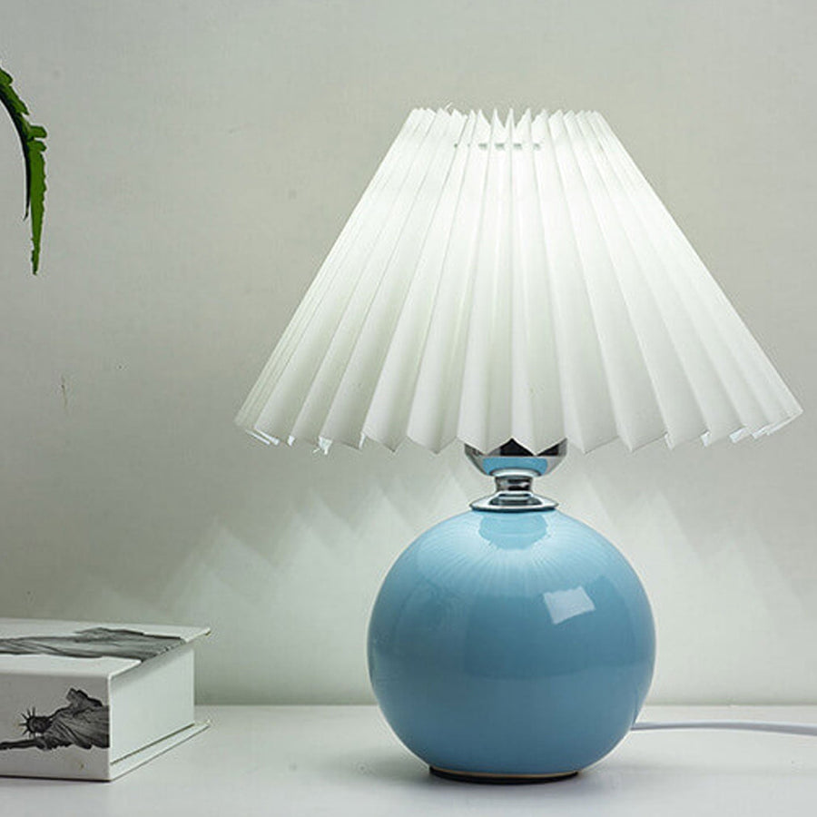 Ceramic Table Lamp with Fabric Shade in Multiple Colors-Lighting > Table Lamps-casanuva-Light Blue-White-Knop-casanuva