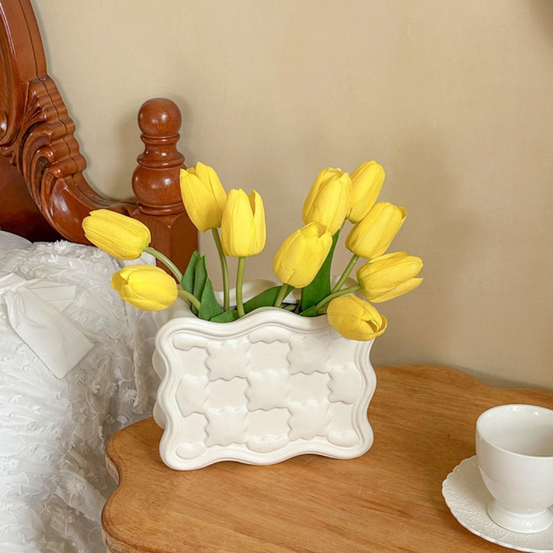 Ceramic Tulip Vase Set-Home Decor > Vases-casanuva-White-Yellow Tulips-casanuva