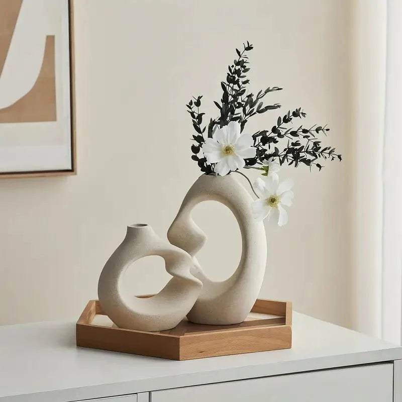 Ceramic Vase Set Abstract Sculptural Home Decor-Home Decor > Vases-casanuva-casanuva