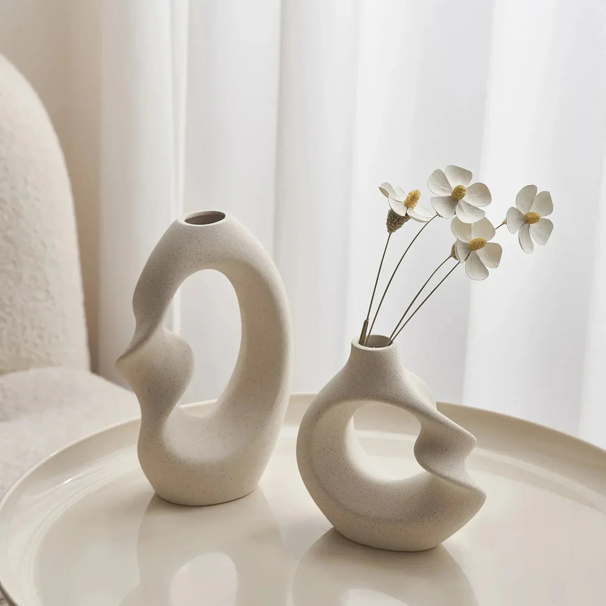 Ceramic Vase Set Abstract Sculptural Home Decor-Home Decor > Vases-casanuva-casanuva