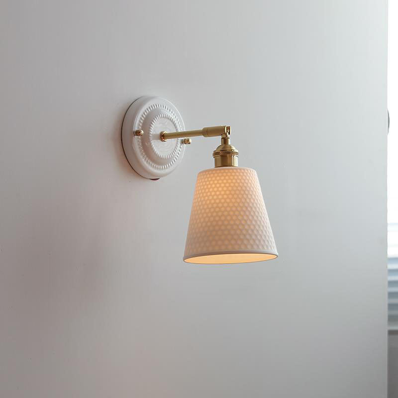 Ceramic and Brass Wall Lamp with Minimalist Design-Lighting > Wall Lights-casanuva-H-110V-120V-casanuva