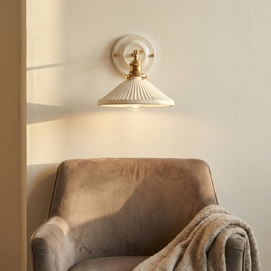 Ceramic and Brass Wall Lamp with Minimalist Design-Lighting > Wall Lights-casanuva-casanuva
