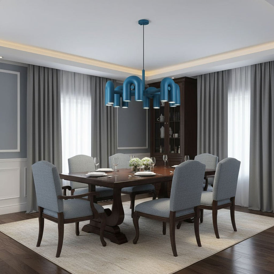Chandelier with Colorful Glass Accents-Lighting > Chandeliers & Pendant Lights-casanuva-casanuva