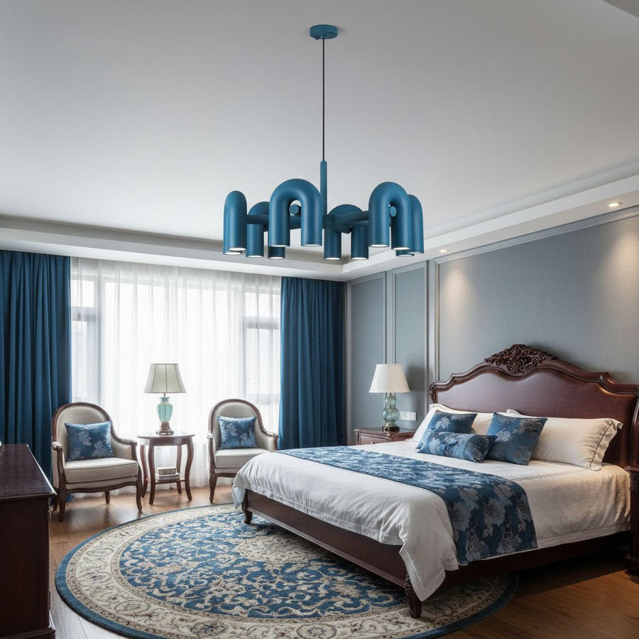 Chandelier with Colorful Glass Accents-Lighting > Chandeliers & Pendant Lights-casanuva-casanuva