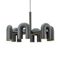 Chandelier with Colorful Glass Accents-Lighting > Chandeliers & Pendant Lights-casanuva-6 Heads 31.5" x H 14.8"-Black-Warm Light-casanuva