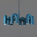 Chandelier with Colorful Glass Accents-Lighting > Chandeliers & Pendant Lights-casanuva-6 Heads 31.5" x H 14.8"-Blue-Warm Light-casanuva