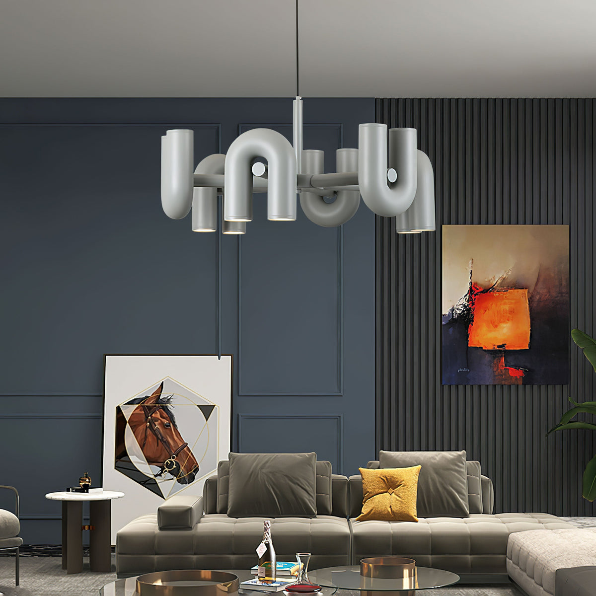 Chandelier with Colorful Glass Accents-Lighting > Chandeliers & Pendant Lights-casanuva-casanuva