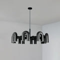 Chandelier with Colorful Glass Accents-Lighting > Chandeliers & Pendant Lights-casanuva-8 Heads 39.4" x H 14.8"-Black-Warm Light-casanuva