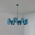 Chandelier with Colorful Glass Accents-Lighting > Chandeliers & Pendant Lights-casanuva-8 Heads 39.4" x H 14.8"-Blue-Warm Light-casanuva