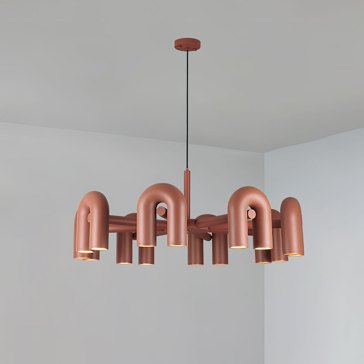 Chandelier with Colorful Glass Accents-Lighting > Chandeliers & Pendant Lights-casanuva-8 Heads 39.4" x H 14.8"-Orange-Warm Light-casanuva
