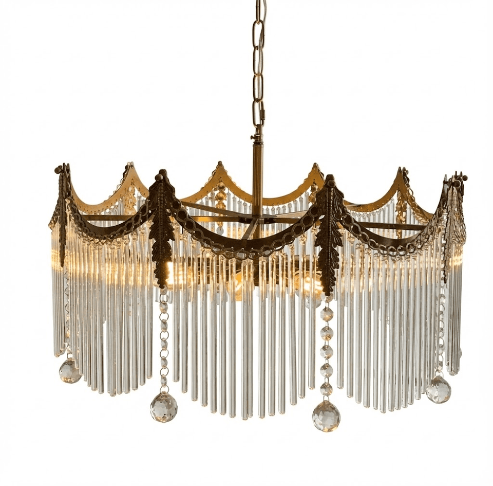 Chandelier with Crystal Accents-Lighting > Chandeliers & Pendant Lights-casanuva-12 Heads 80cmx36cm-Copper & Clear-casanuva