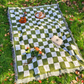 Checked Picnic Blanket 130x180 cm Microfiber with Fringes-Bedding & Bath > Blankets-casanuva-casanuva