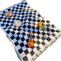 Checked Picnic Blanket 130x180 cm Microfiber with Fringes-Bedding & Bath > Blankets-casanuva-Black striped-casanuva