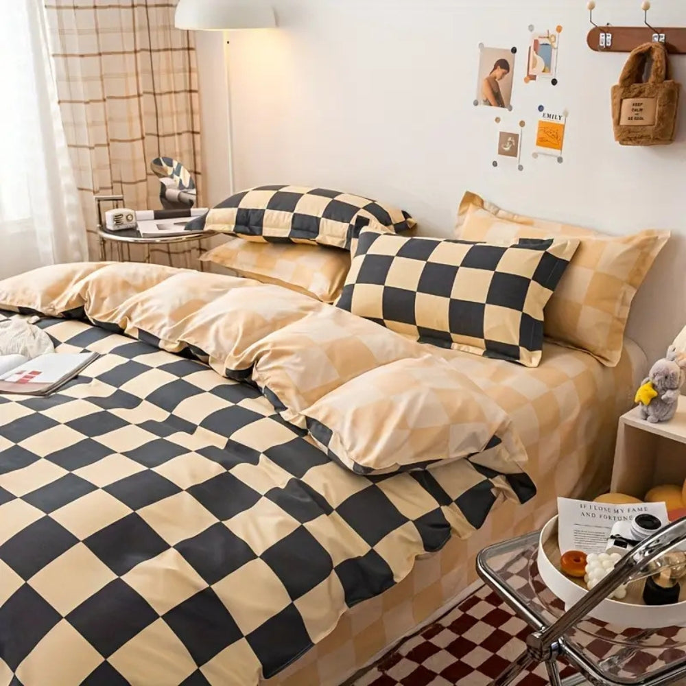 Checkered Bedding Set 3 Piece-Bedding & Bath > Bedding Sets-casanuva-casanuva