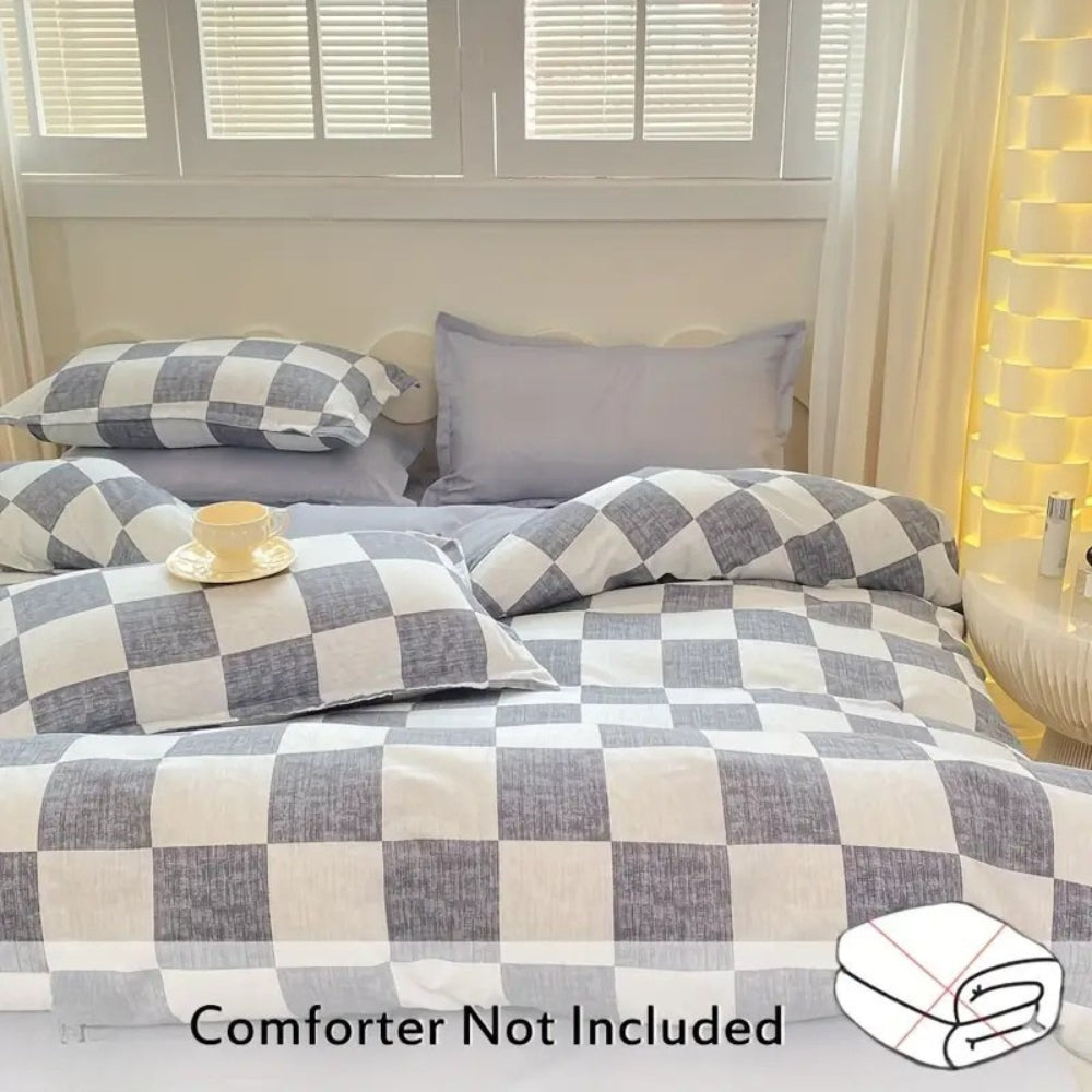 Checkered Bedding Set 3 Piece-Bedding & Bath > Bedding Sets-casanuva-casanuva