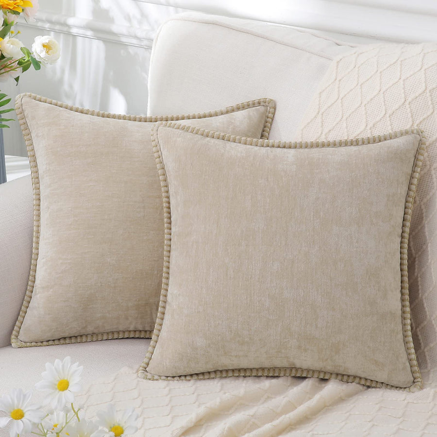 Chenille Decorative Cushion Super Soft 40-60 cm-Covers & Textiles > Throw Pillows-casanuva-Beige-40x40cm-casanuva