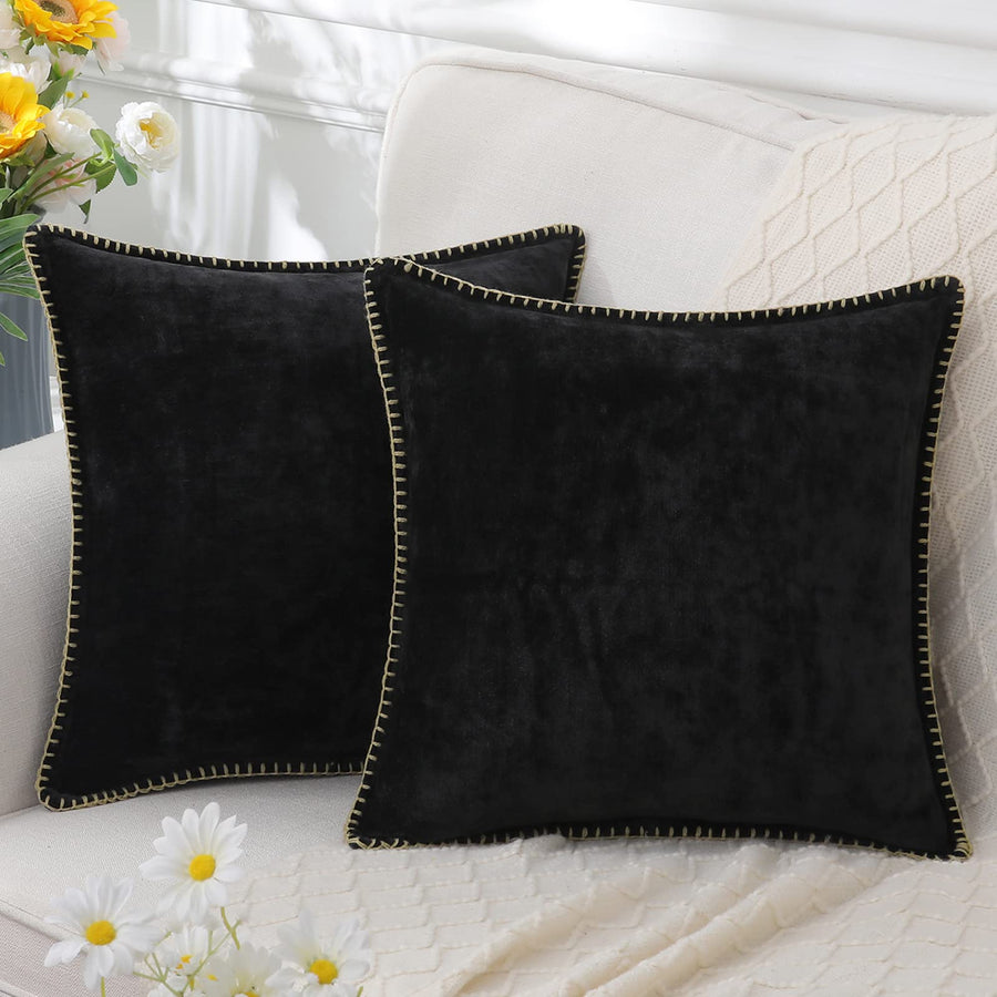 Chenille Decorative Cushion Super Soft 40-60 cm-Covers & Textiles > Throw Pillows-casanuva-Black-40x40cm-casanuva