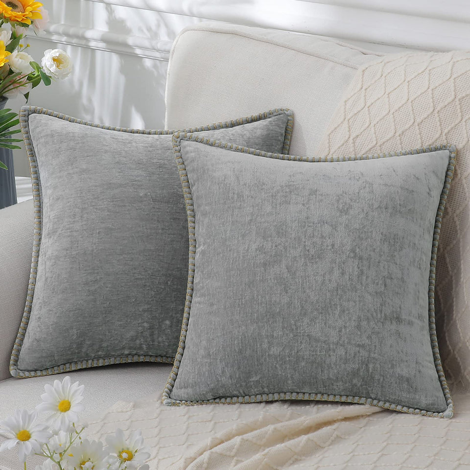 Chenille Decorative Cushion Super Soft 40-60 cm-Covers & Textiles > Throw Pillows-casanuva-Gray-40x40cm-casanuva
