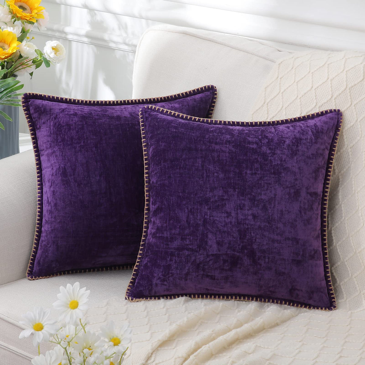 Chenille Decorative Cushion Super Soft 40-60 cm-Covers & Textiles > Throw Pillows-casanuva-Purple-40x40cm-casanuva