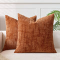 Chenille Decorative Cushion with Bamboo Texture Soft Comfort Fabric-Covers & Textiles > Throw Pillows-casanuva-Brown Red-50cm x 50cm-casanuva