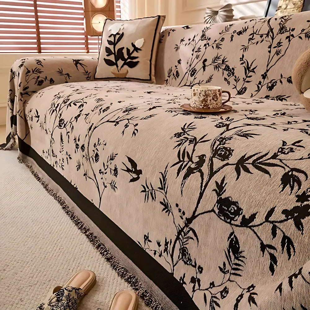 Chenille Sofa Cover Plush Fabric-Covers & Textiles > Sofa Covers-casanuva-Garden Beige-71"x51"-casanuva