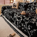 Chenille Sofa Cover Plush Fabric-Covers & Textiles > Sofa Covers-casanuva-Night Black-71"x51"-casanuva