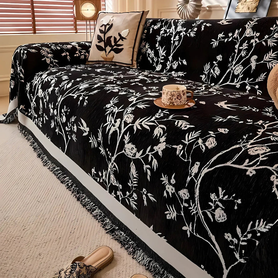 Chenille Sofa Cover Plush Fabric-Covers & Textiles > Sofa Covers-casanuva-Night Black-71"x51"-casanuva