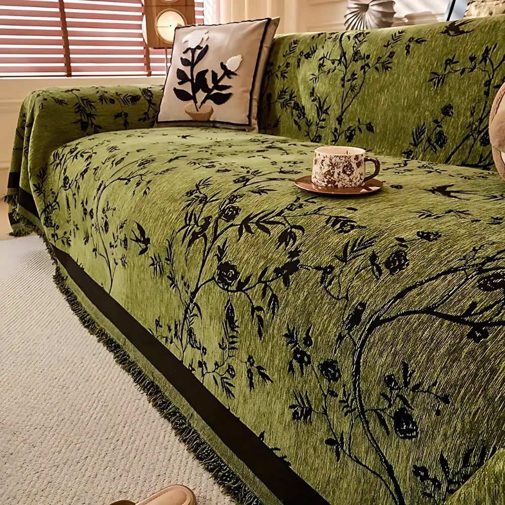 Chenille Sofa Cover Plush Fabric-Covers & Textiles > Sofa Covers-casanuva-Olive Green-71"x51"-casanuva